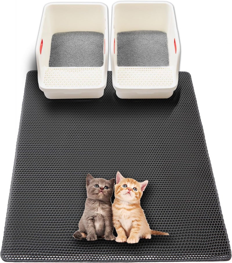 UF-SHARP Extra Large Cat Litter Mat, XL 47"x28" Litter Trapping Mat for Cat,Litter Box Matt for indoor, 2 Layer Catcher Rug for Multiple-Pet kitty Litterbox, Waterproof Urine Proof,Clean Easily,Non-Slip - Image 1